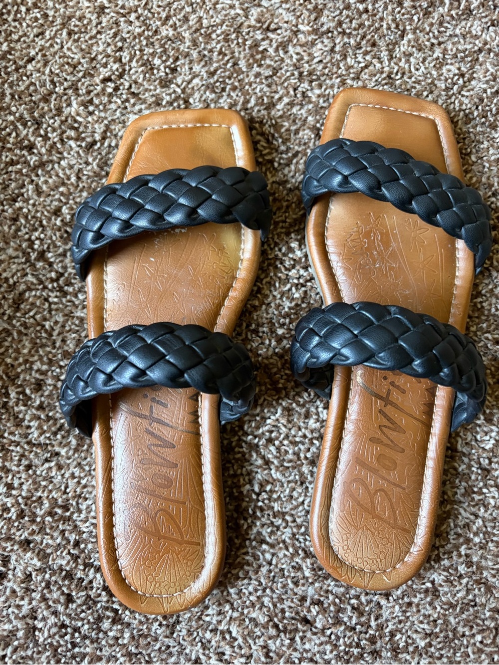 Blowfish Braided Slide Sandals in Black Mandala.